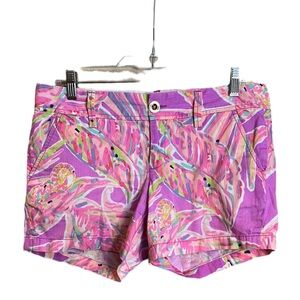 Lilly Pulitzer Sz 6 Callahan Chino Purple Pink Shorts Vibrant Tropical Print
